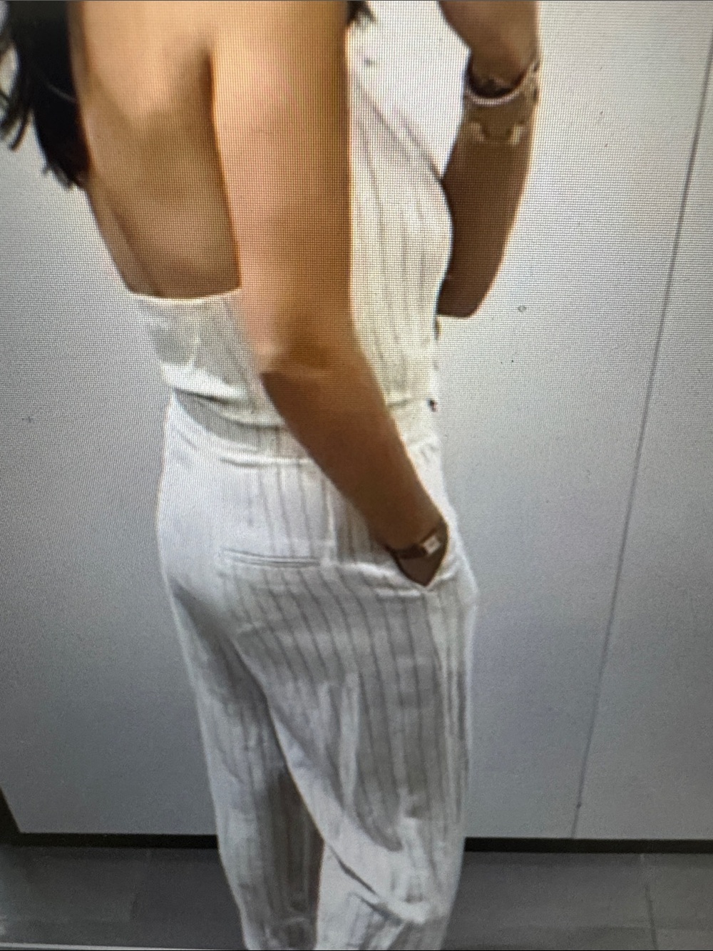 Zara Cream Pinstripe Wide Leg Jumpsuit - Picture 2 of 8